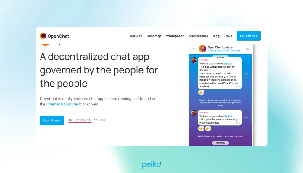 OpenChat built on the ICP framework
