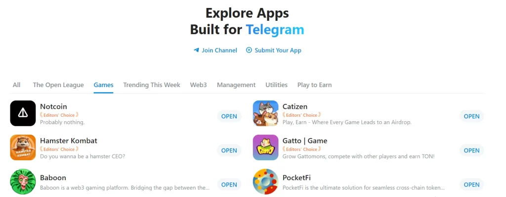 Top Telegram games