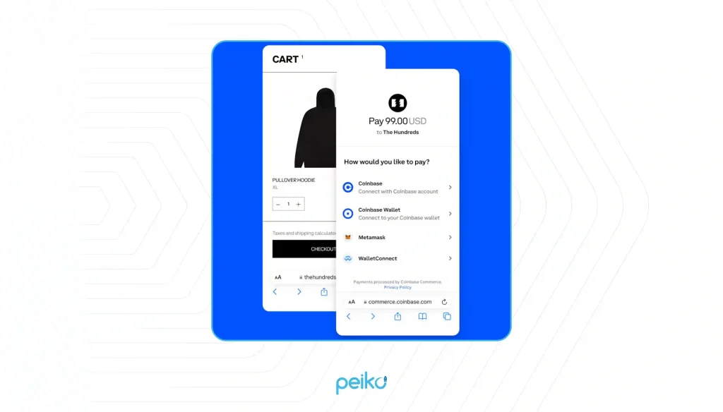 example of the intuitive interface of a popular crypto payment gateway