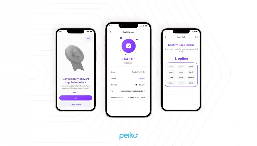 crypto wallet solution with smart contracts developed by Peiko